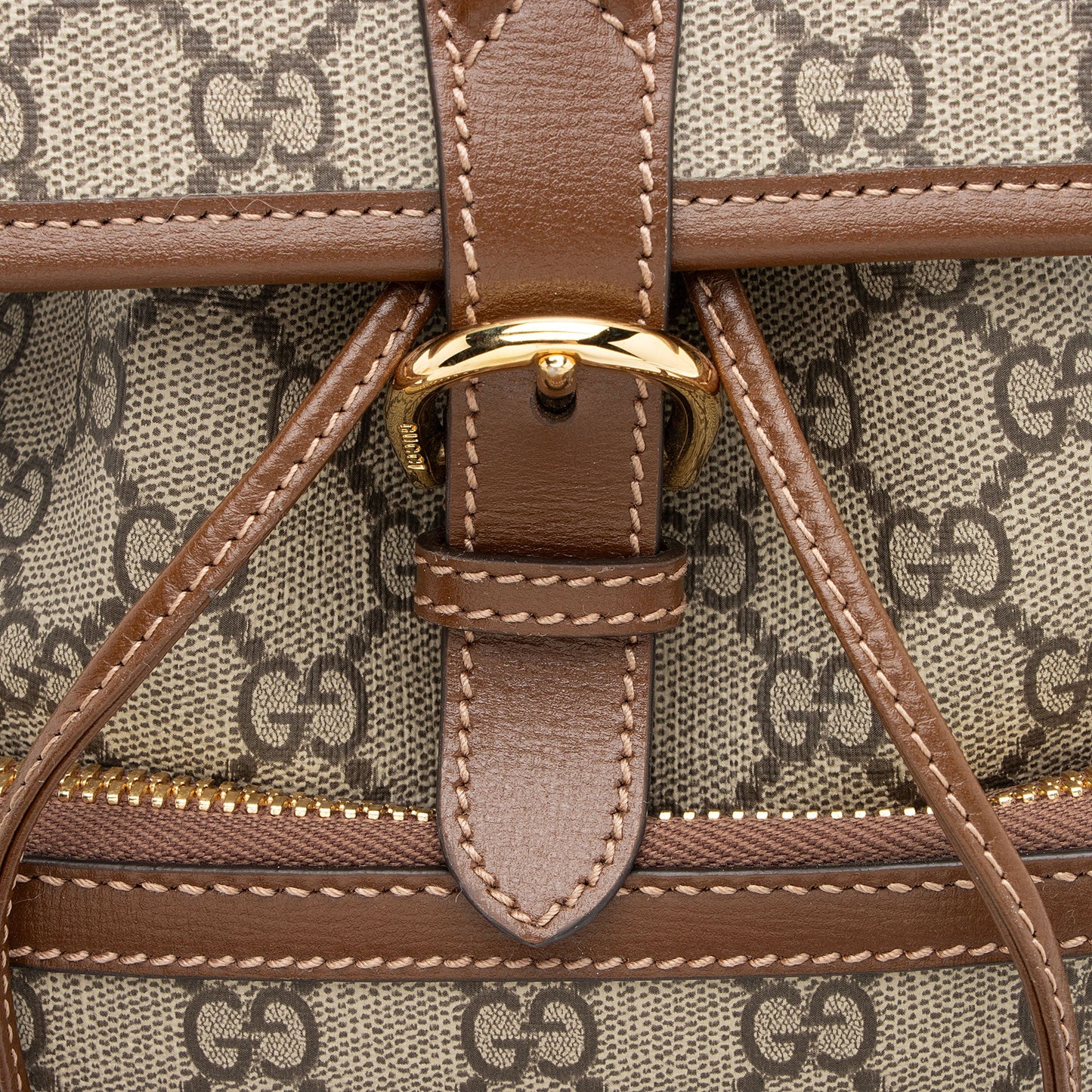Gucci GG Supreme Interlocking G Drawstring Buckle Backpack