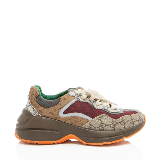 Gucci GG Supreme Mixed Fabric Rhyton Sneakers - Size 9 / 39 - FINAL SALE