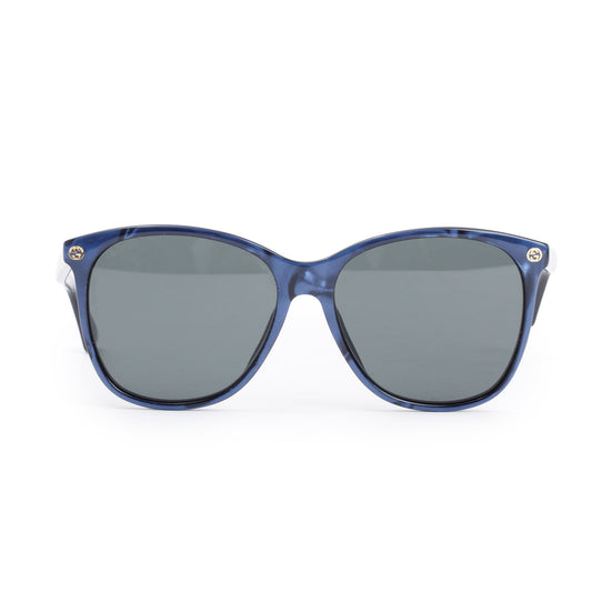 Gucci GG0024S Blue Acetate Interlocking G & Bee Accent Wayfarer Sunglasses