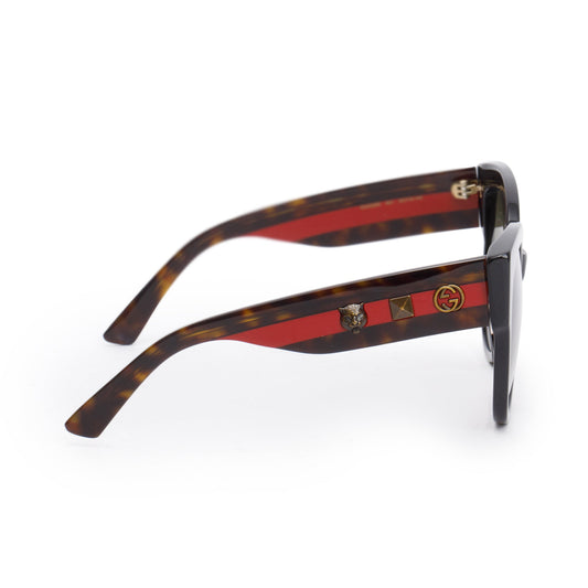 Gucci GG0059S Black/Red Web Acetate Oversized Sunglasses