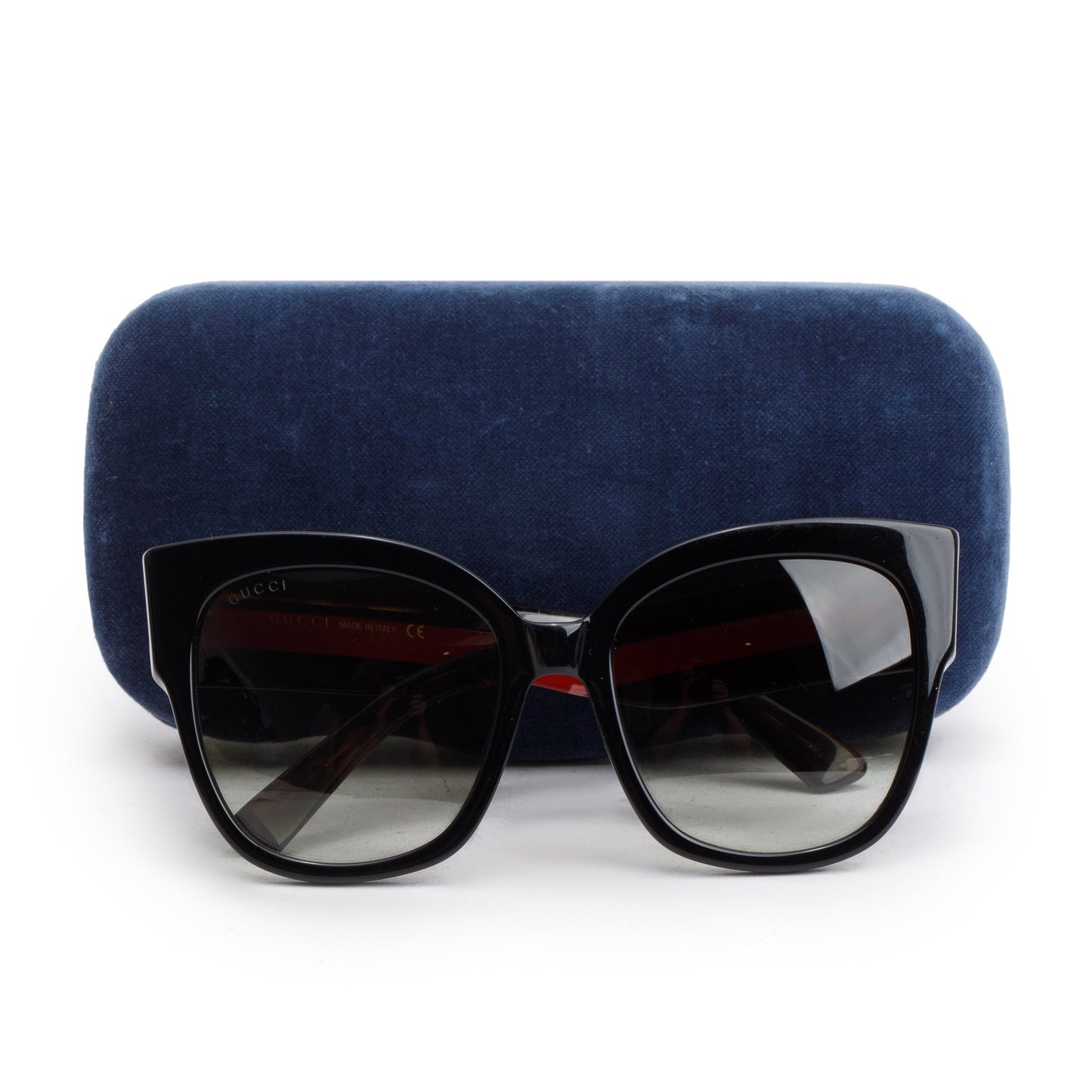 Gucci GG0059S Black/Red Web Acetate Oversized Sunglasses