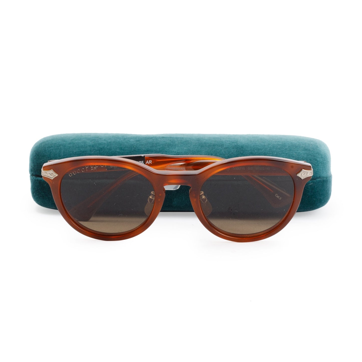 Gucci GG0071S Titanium Havana Round Sunglasses