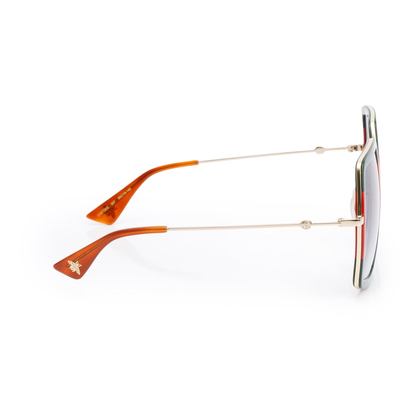 Gucci GG0106S Green, Red Web Acetate Interlocking G Oversized Sunglasses