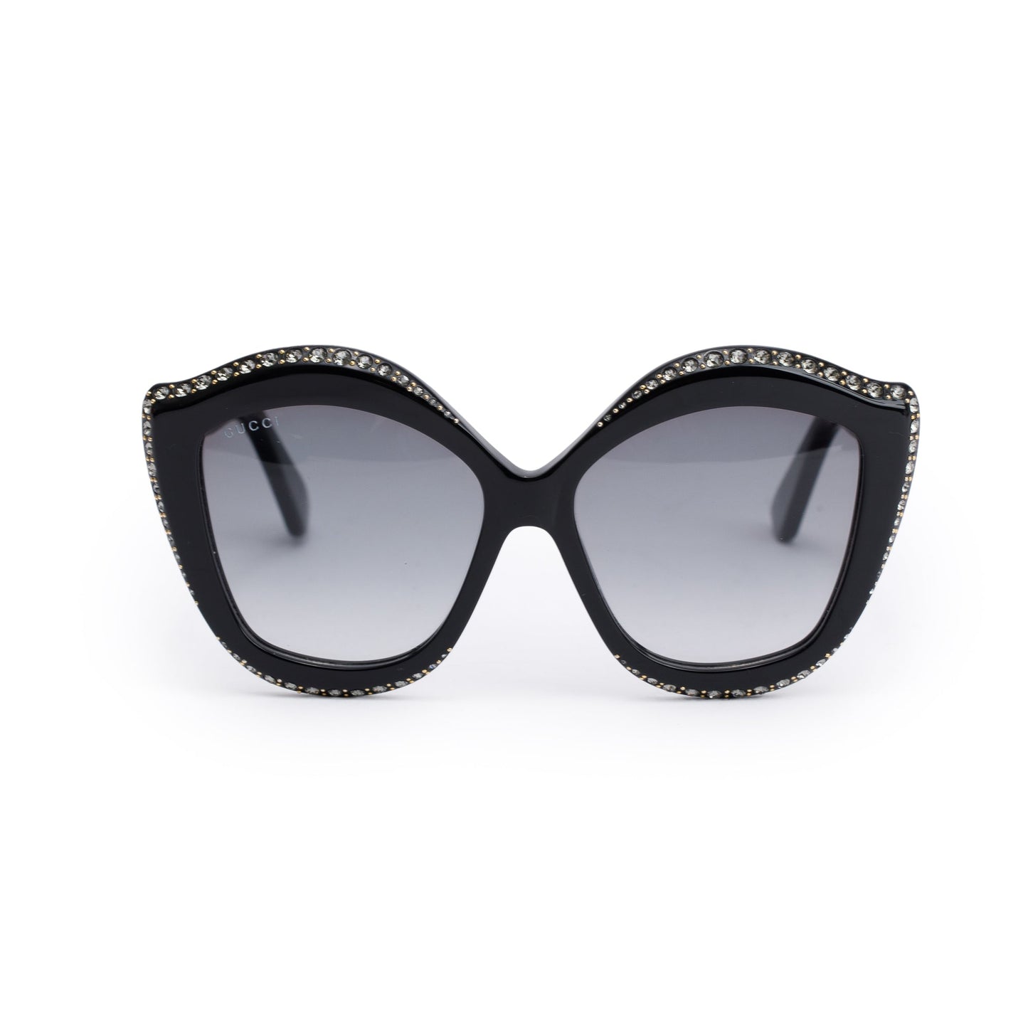 Gucci GG0118S Black Acetate Crystal Oversized Cat-Eye Sunglasses