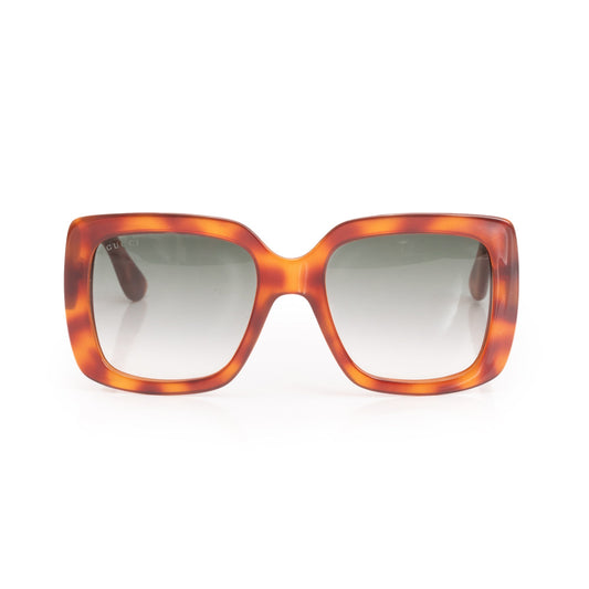 Gucci GG0141S Tortoise Acetate GG Logo Square Frame Sunglasses