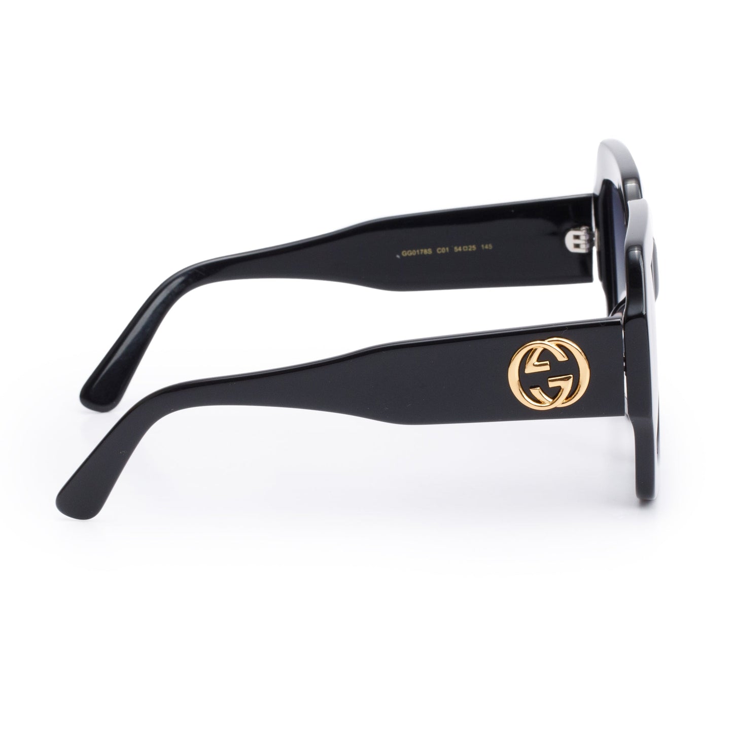 Gucci GG0178S Black Acetate Interlocking G Oversized Sunglasses