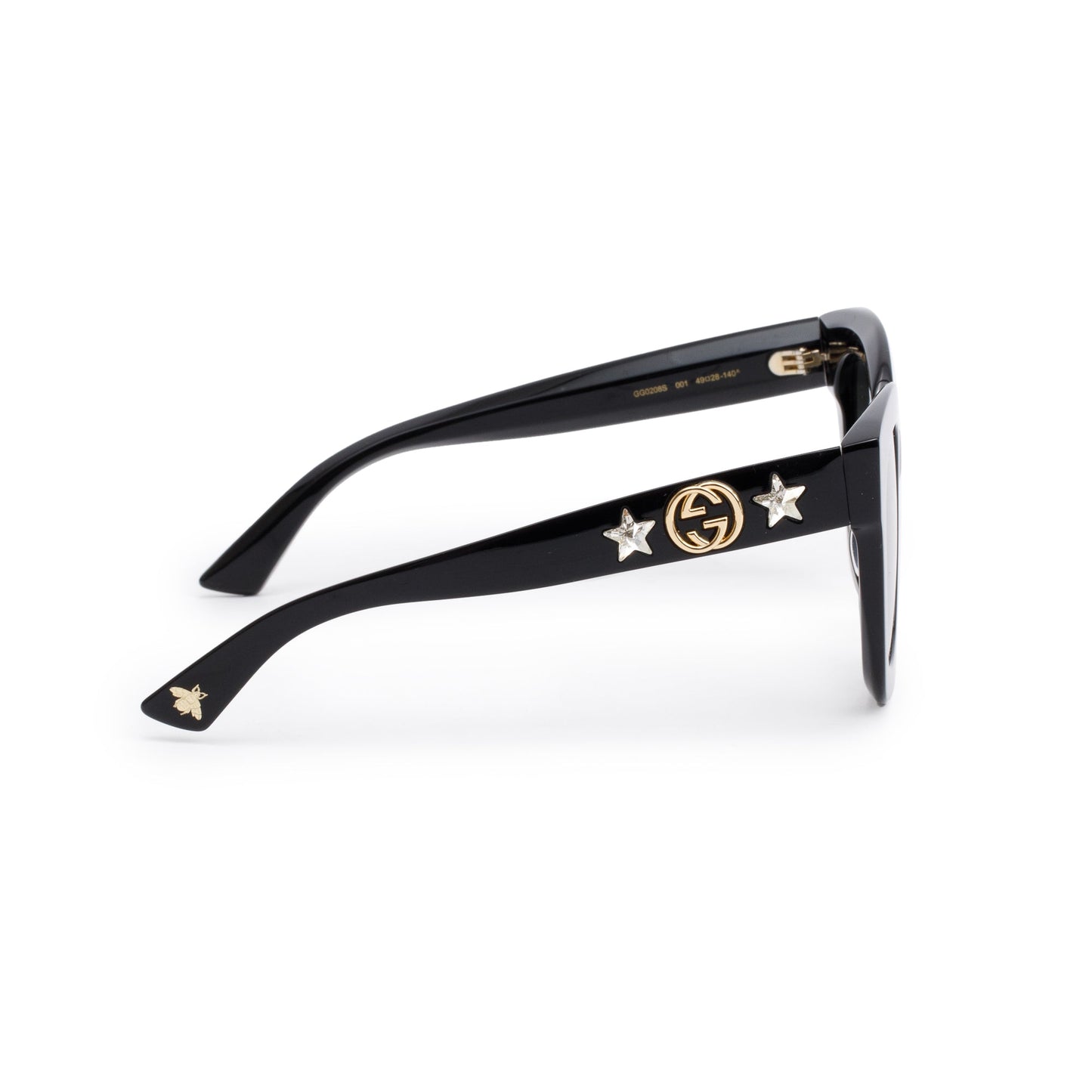 Gucci GG0208S Black Acetate Crystal Star GG Logo Sunglasses