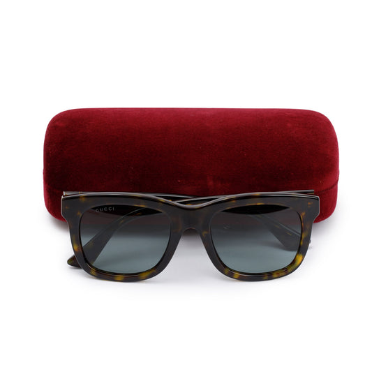 Gucci GG0326S Havana Acetate Square Frame Sunglasses
