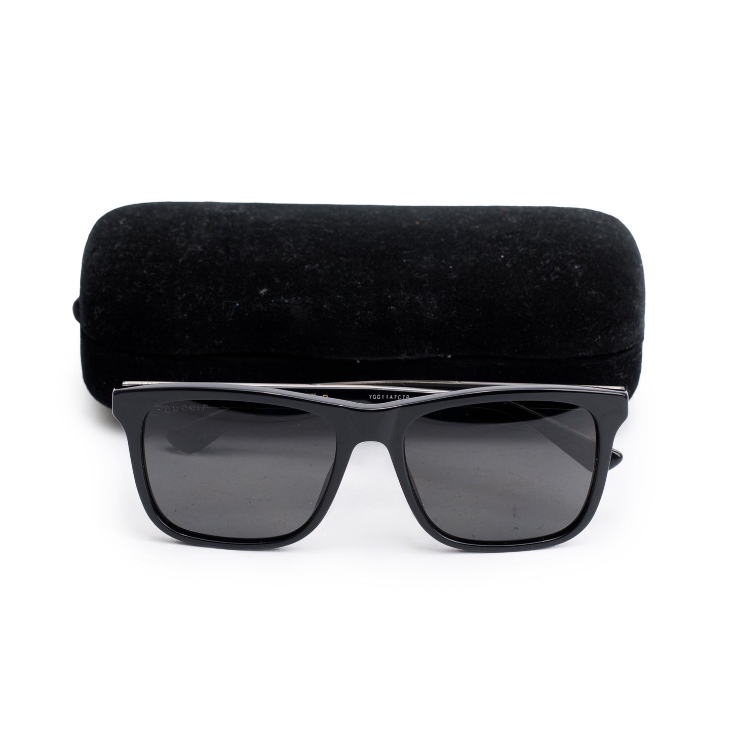 Gucci GG0381SN Black Acetate Web Square Sunglasses