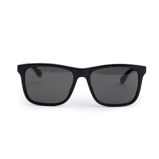 Gucci GG0381SN Black Acetate Web Square Sunglasses
