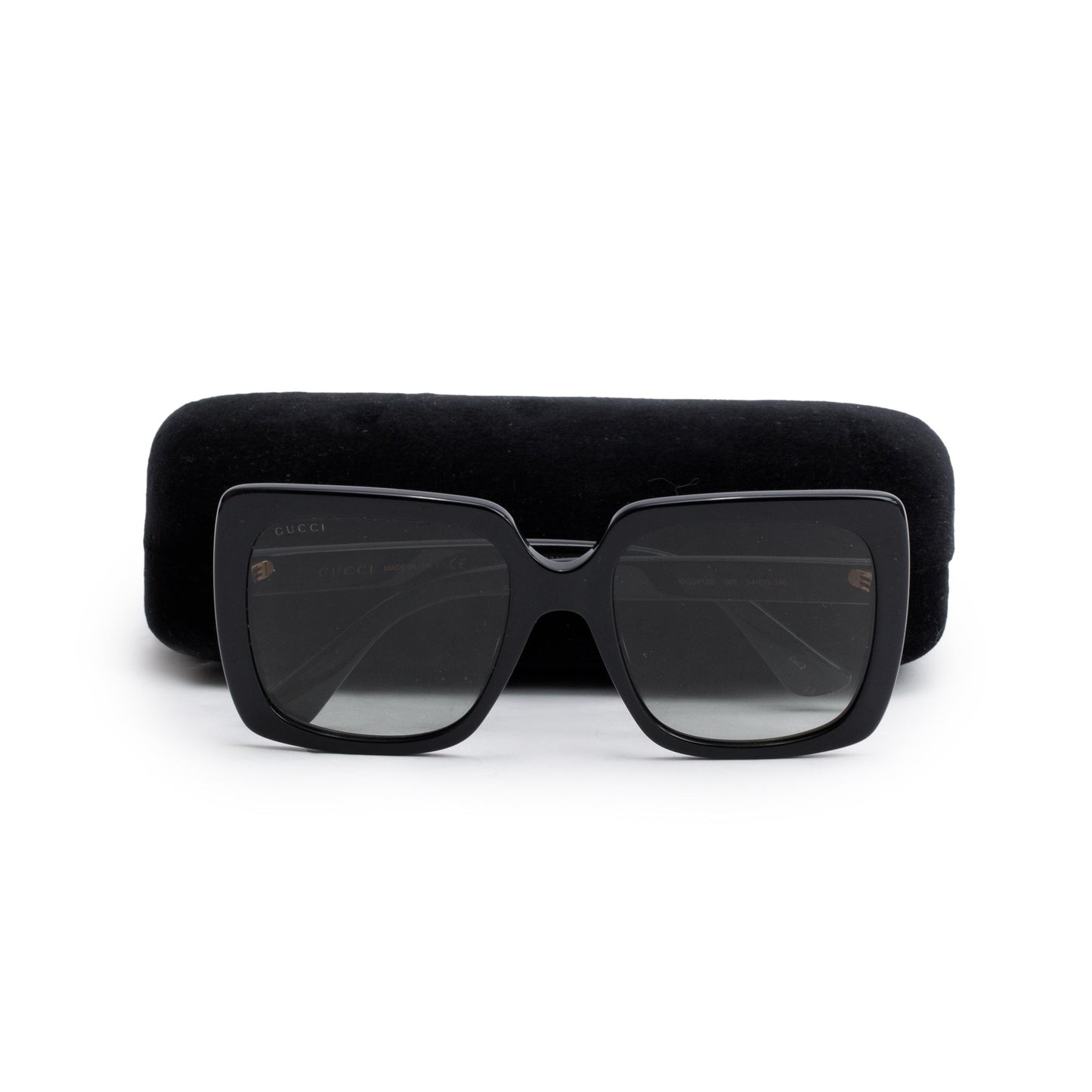 Gucci GG0418S Black Acetate Crystal Logo Oversized Square Sunglasses