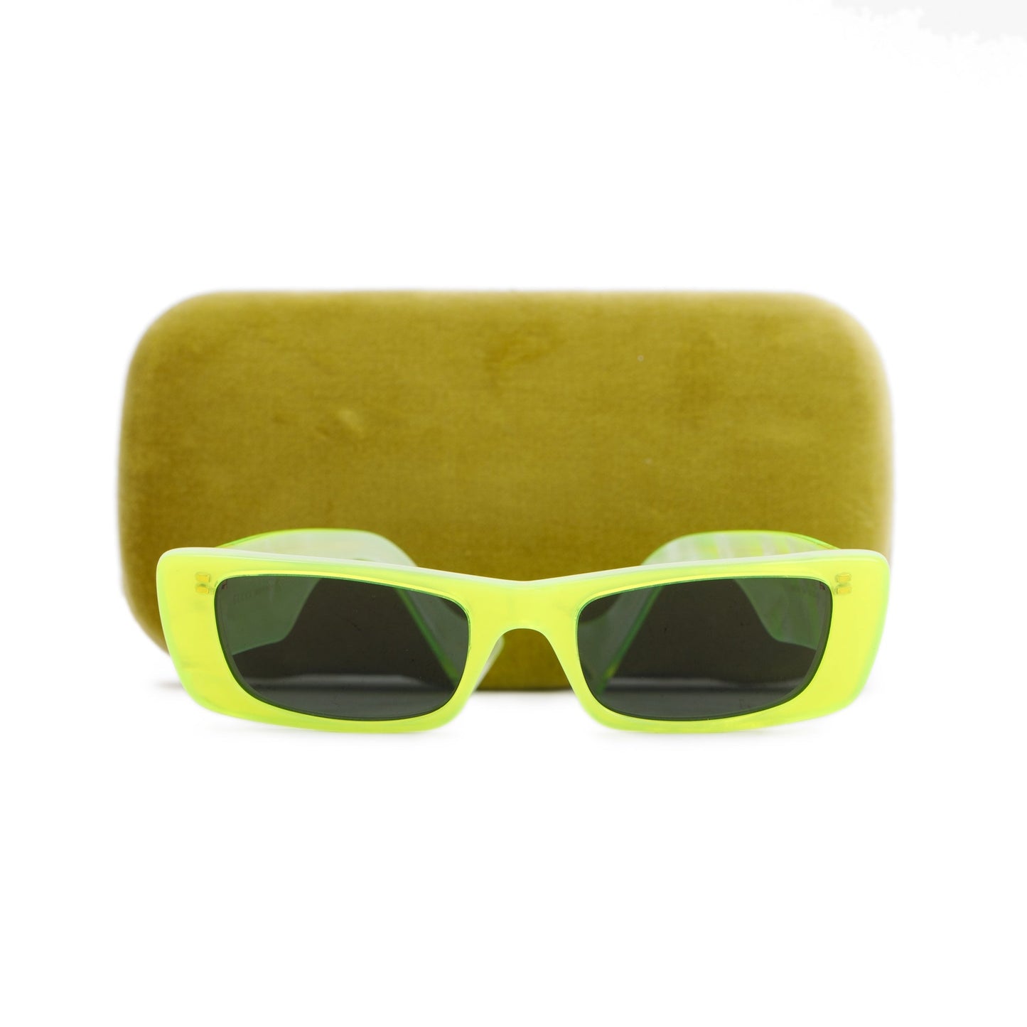 Gucci GG0516S Fluorescent Yellow Acetate Rectangular Sunglasses