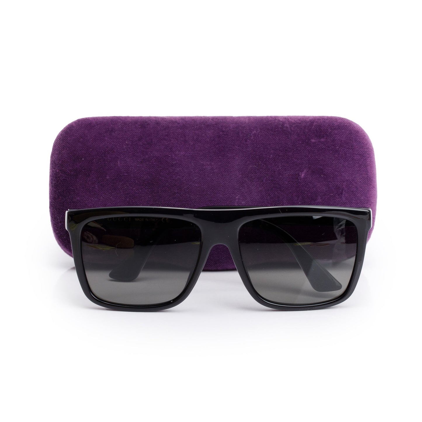 Gucci GG0748S Black Acetate Web Accent Square Sunglasses