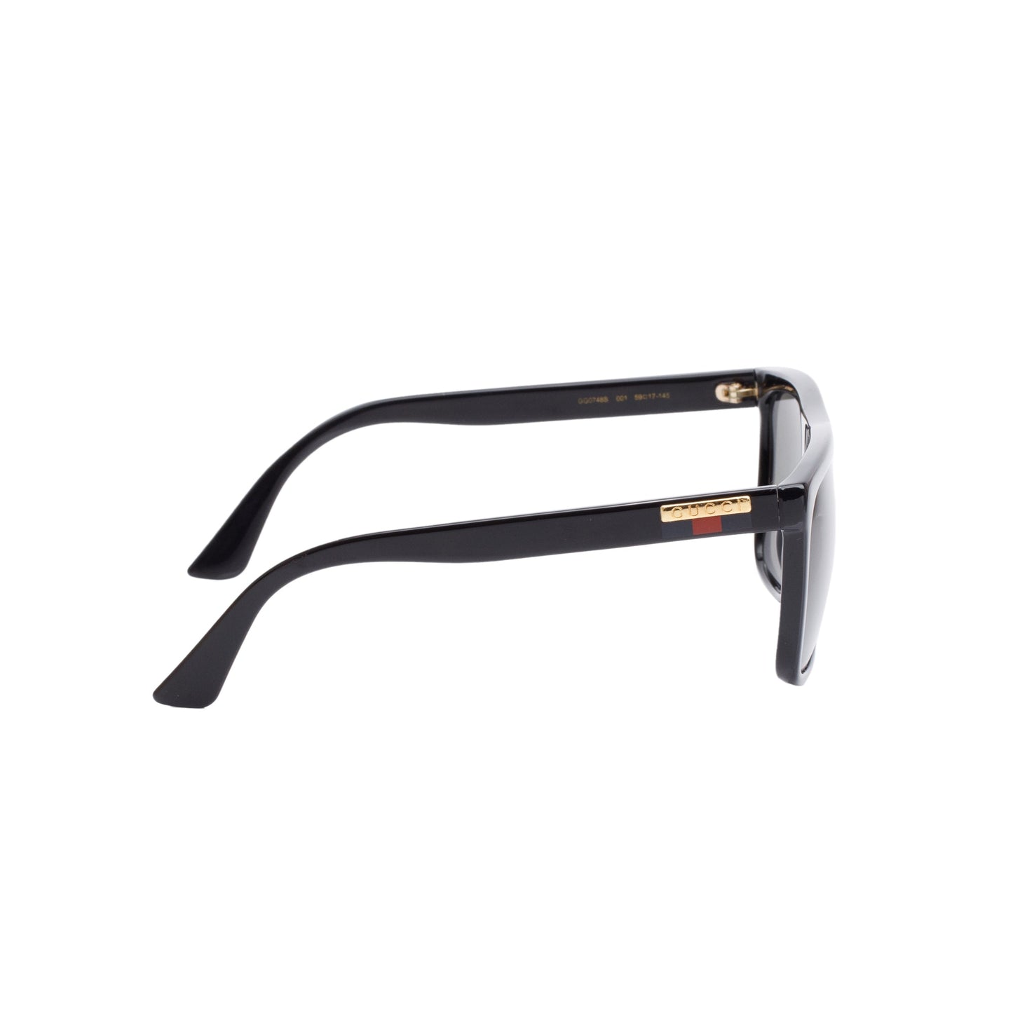 Gucci GG0748S Black Acetate Web Accent Square Sunglasses