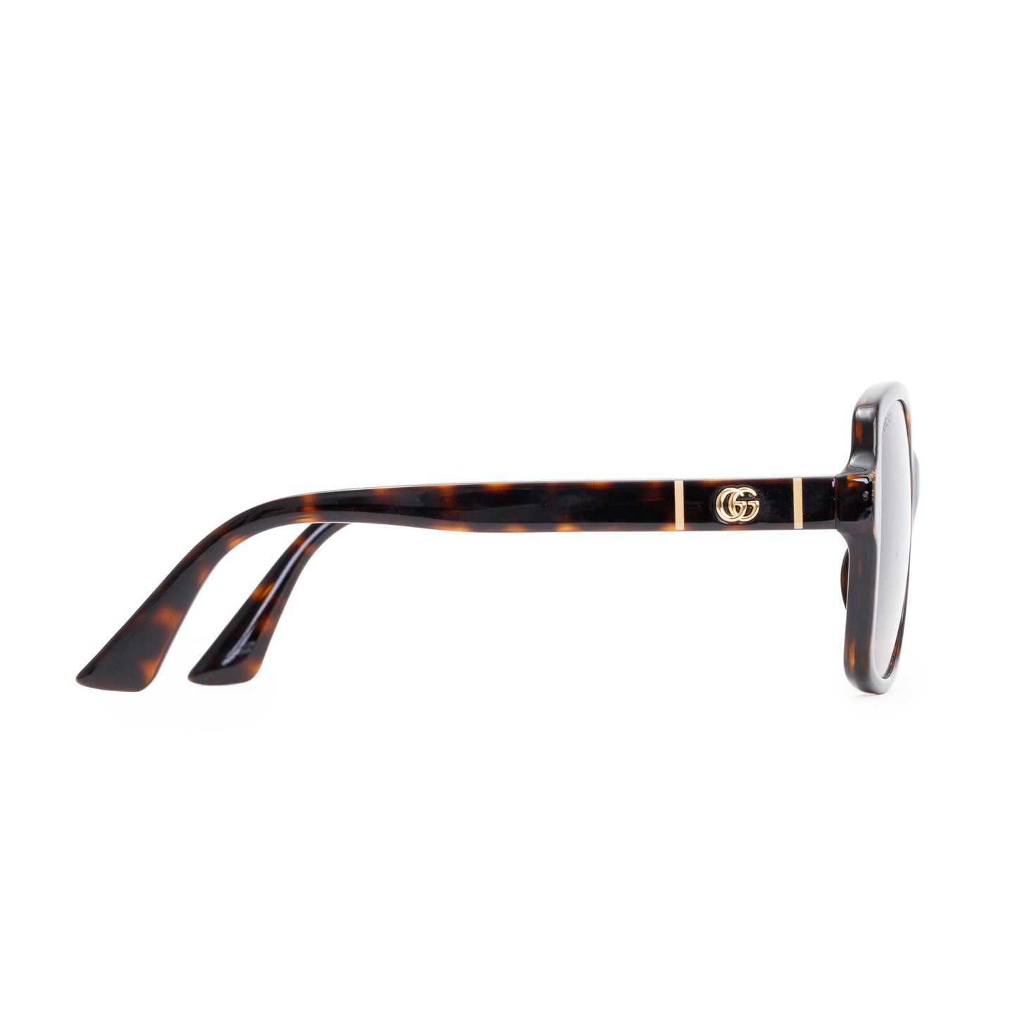 Gucci GG0765SA Havana Acetate Double G Logo Square Sunglasses