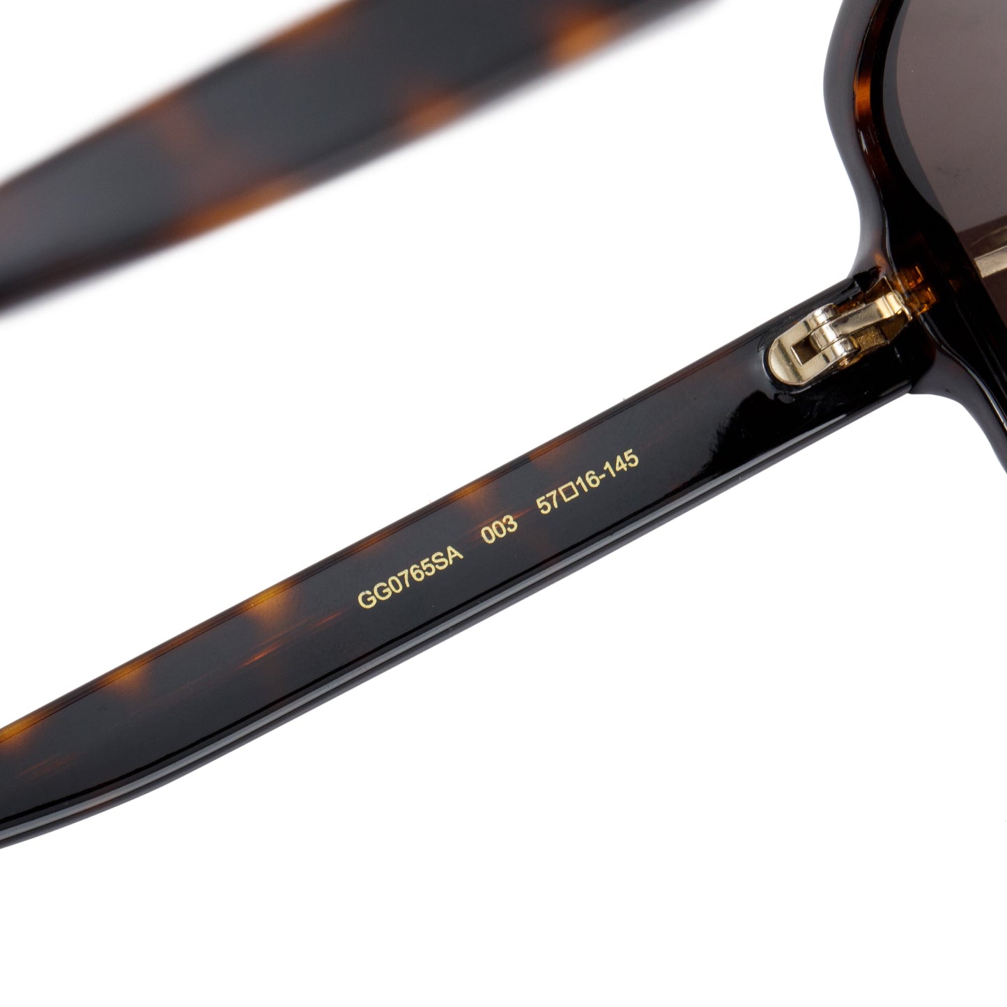 Gucci GG0765SA Havana Acetate Double G Logo Square Sunglasses