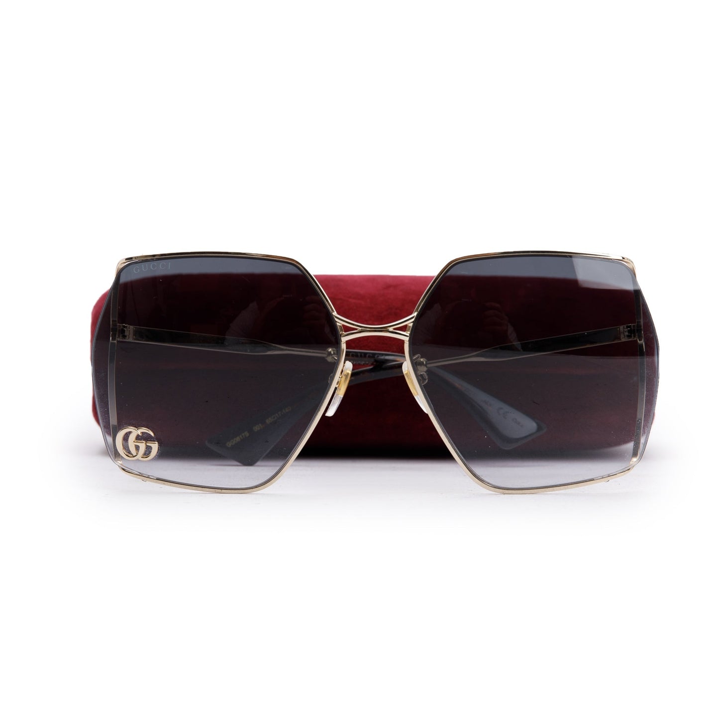 Gucci GG0817S Gold Metal Square Frame Sunglasses