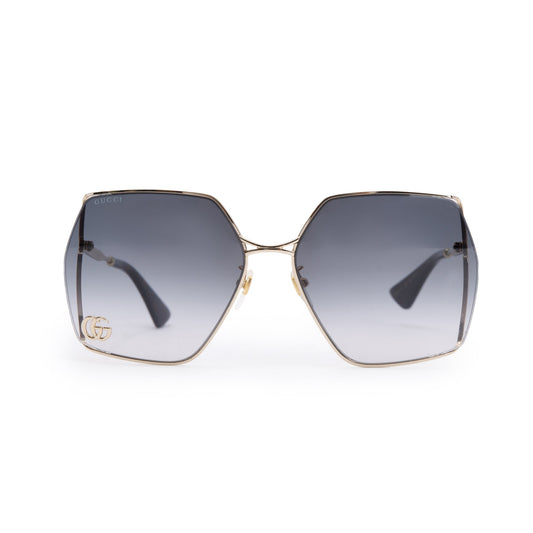 Gucci GG0817S Gold Metal Square Frame Sunglasses
