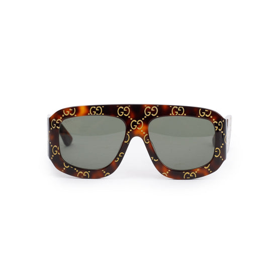 Gucci GG0980S Brown GG Engraved Acetate Oversize Sunglasses