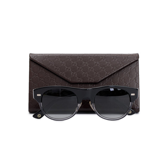Gucci GG1088/S Black & Clear Acetate Round Sunglasses