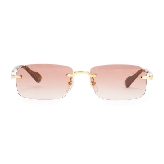 Gucci GG1221S Gold-Tone Red Frame Rectangular Sunglasses