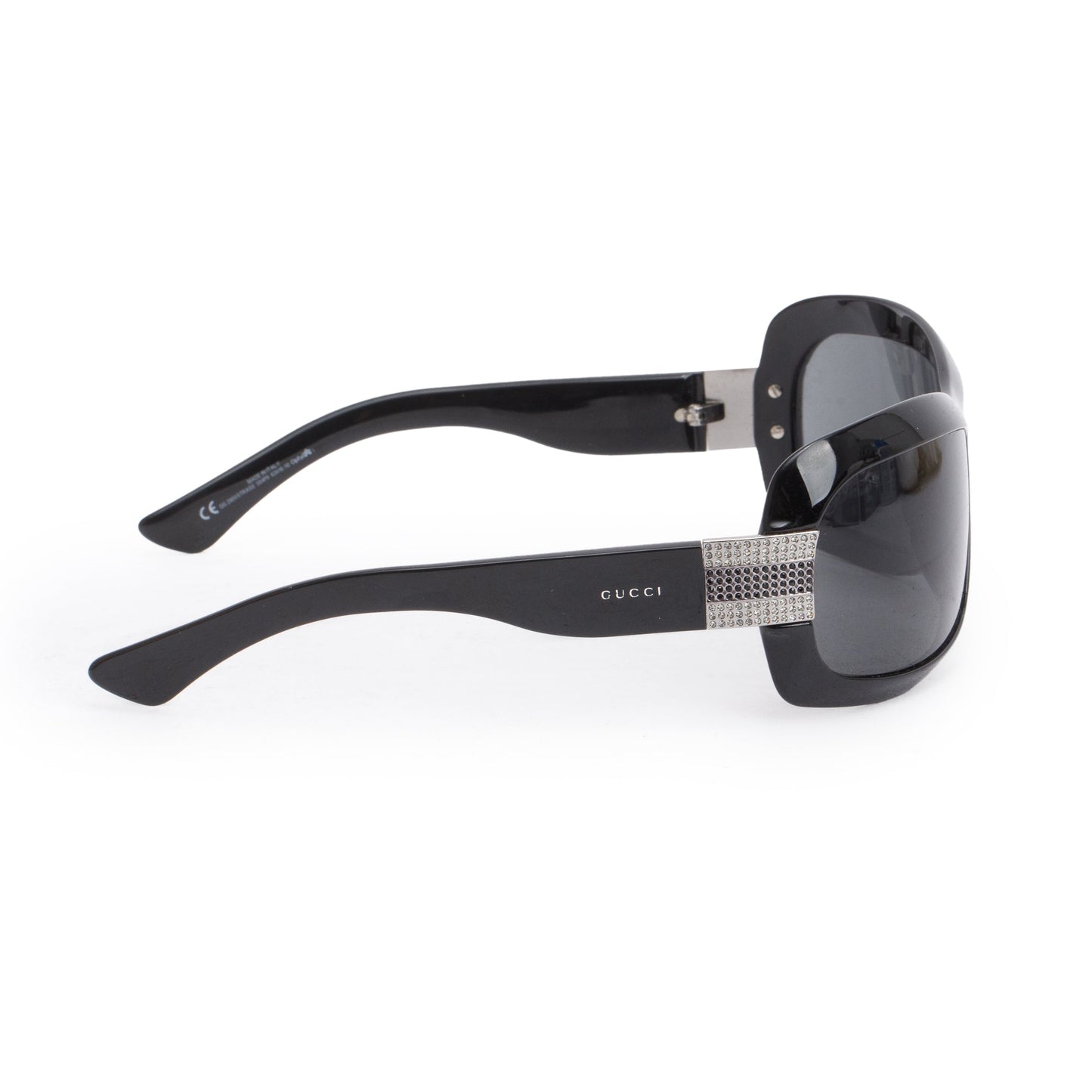 Gucci GG2901/Strass Web Black Acetate Shield Sunglasses