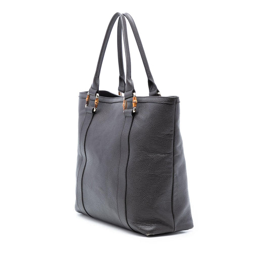 Gucci Grained Calfskin Bamboo Shopper Tote