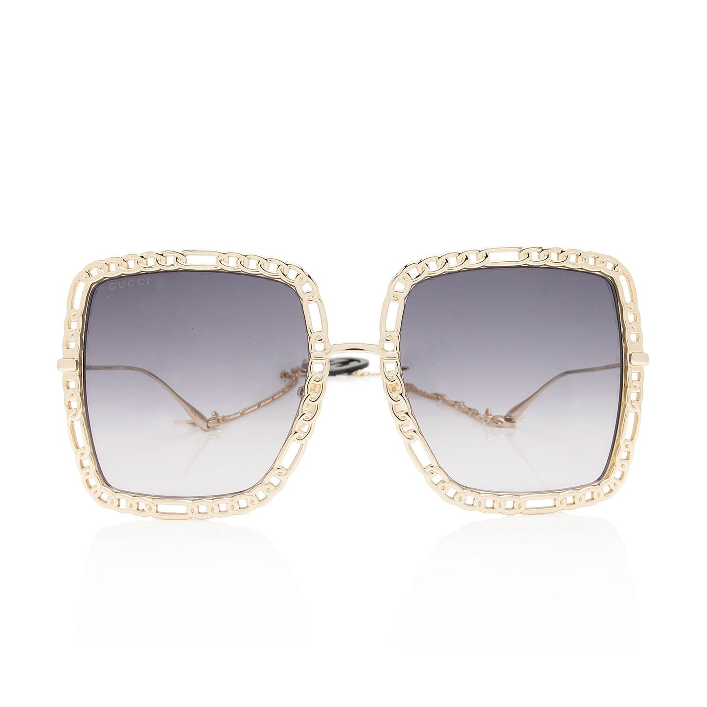 Gucci Interlocking G Charm Chain Oversize Square Sunglasses (SHF-ZhUx8y)