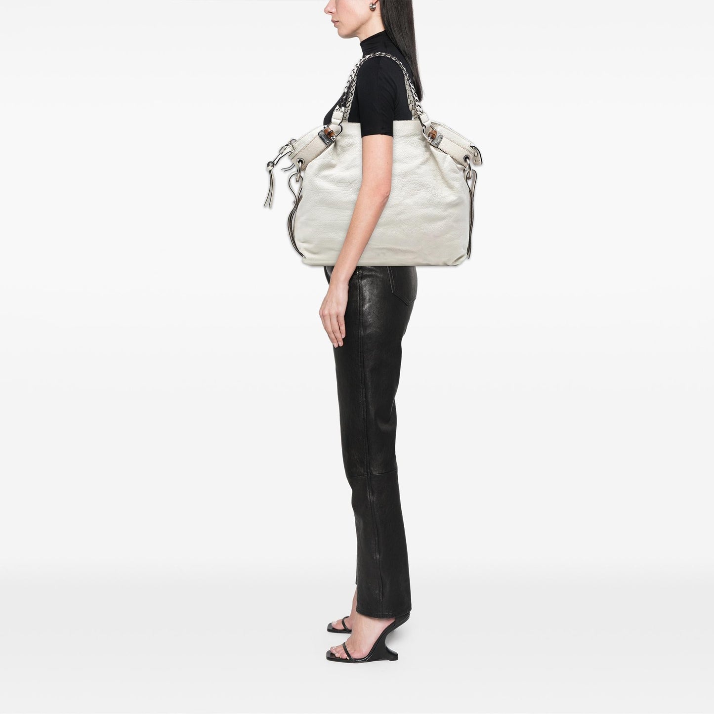 Gucci Large Leather Bamboo Bar Tote