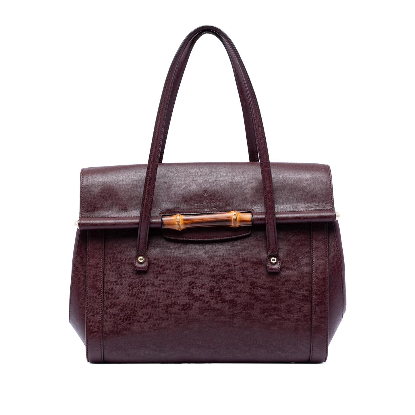 Gucci Large Leather Bamboo Bullet Tote