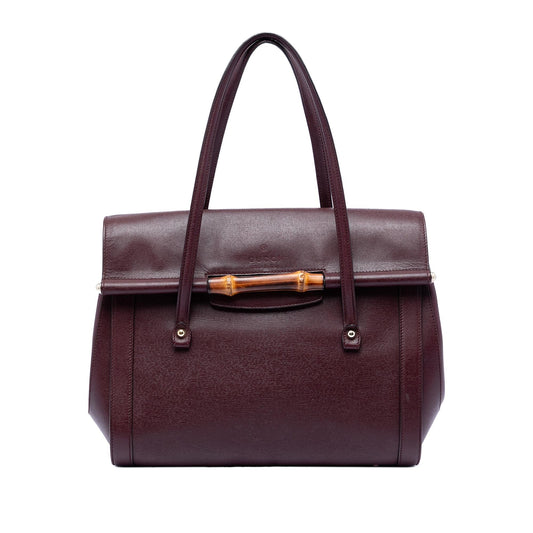 Gucci Large Leather Bamboo Bullet Tote