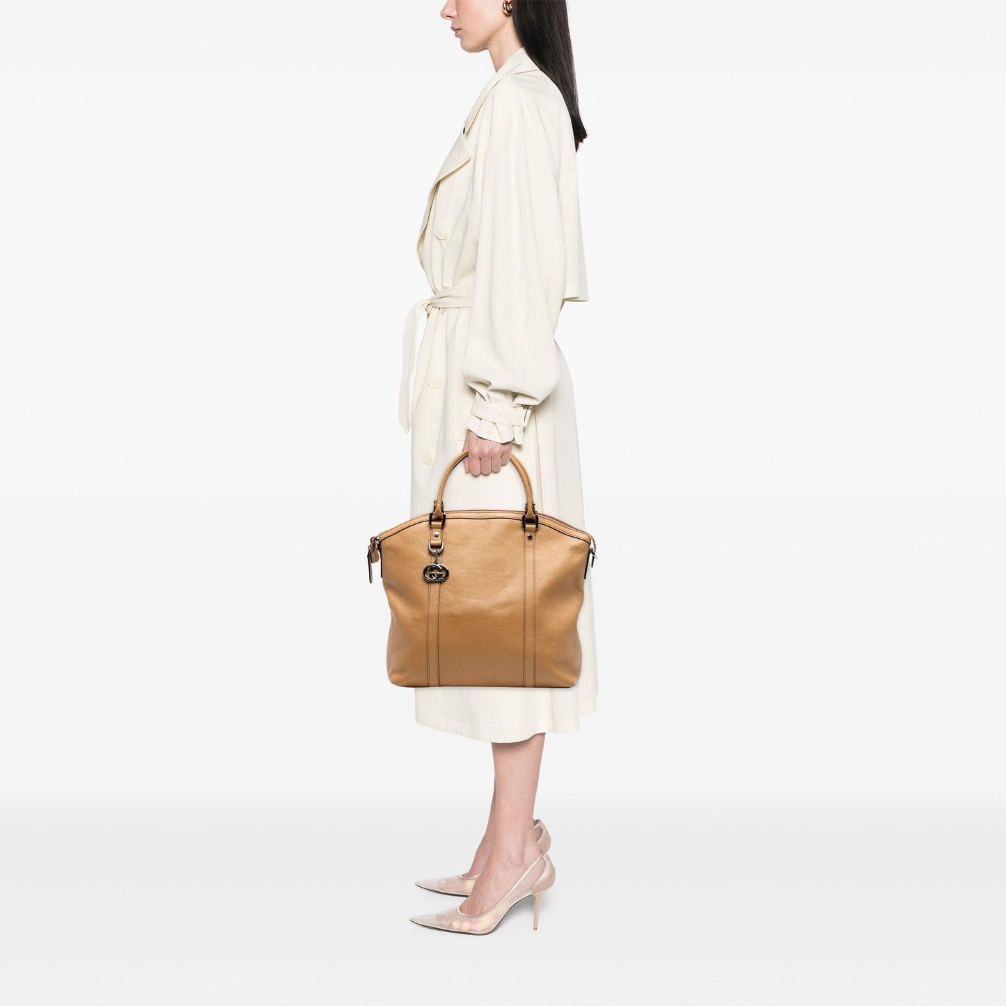 Gucci Large Leather GG Charm Dome Satchel