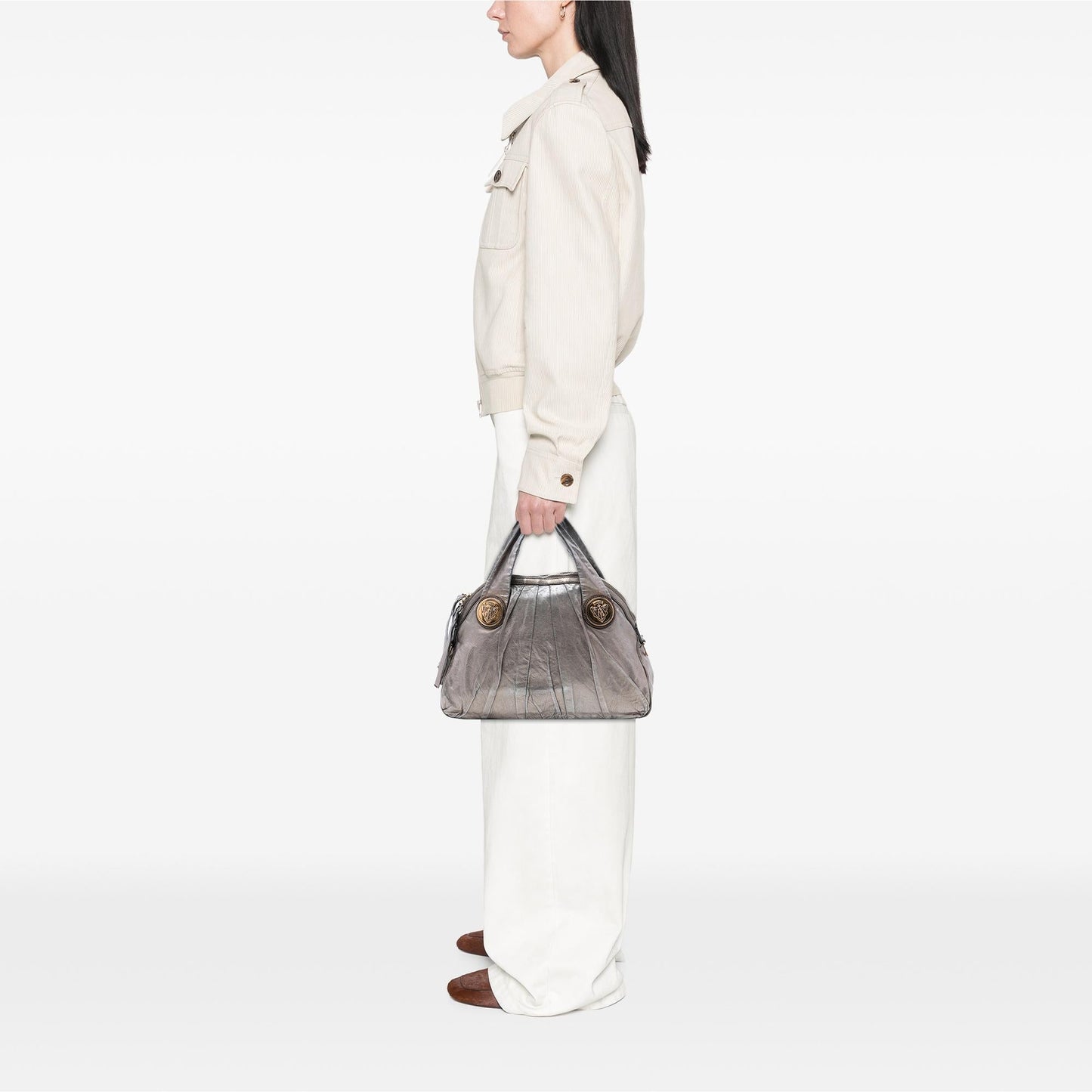 Gucci Large Metallic Leather Hysteria Satchel