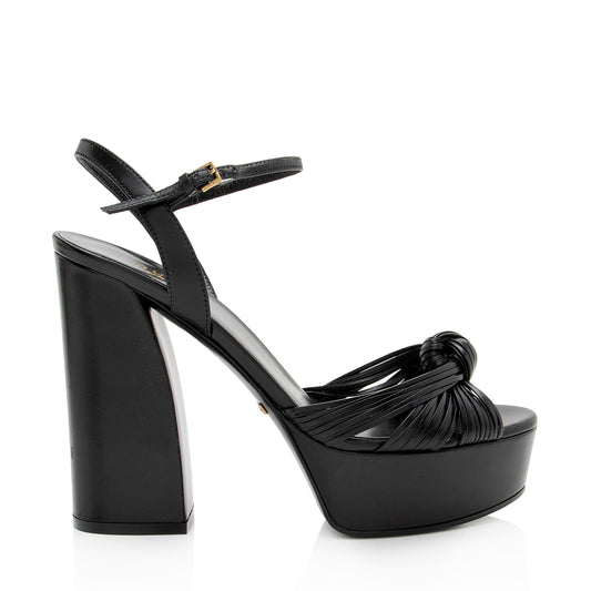 Gucci Leather Allie Knotted Platform Sandals - Size 6.5 / 36.5