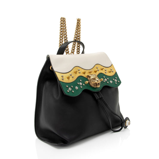 Luxury Gucci Trending 2025 Leather Animalier Malin Chain Medium Backpack (SHF-ZrdrHK)
