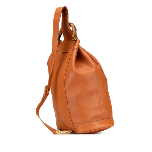 Gucci Leather Bamboo Drawstring Backpack (SHG-Ko4tY8)