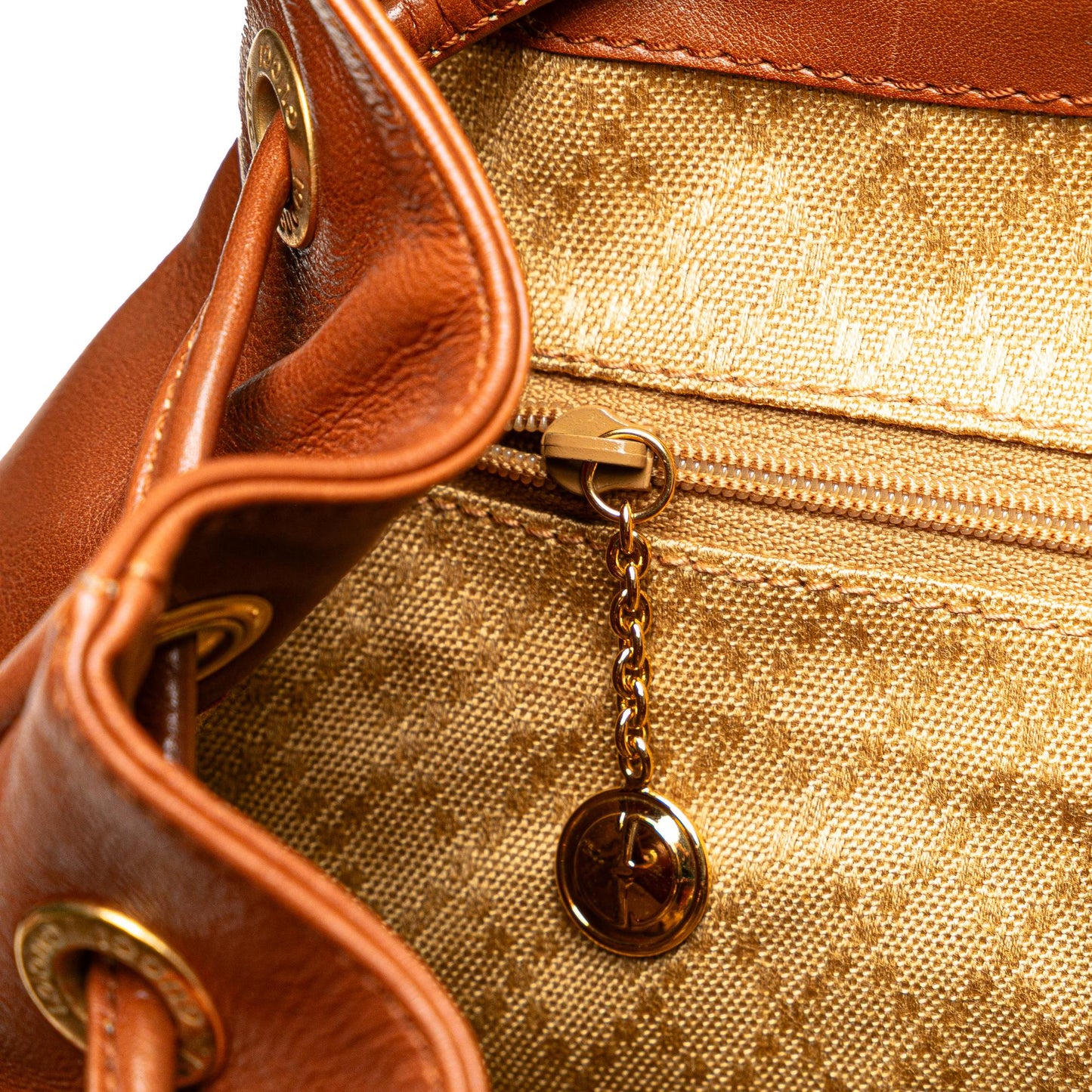Gucci Leather Bamboo Drawstring Backpack