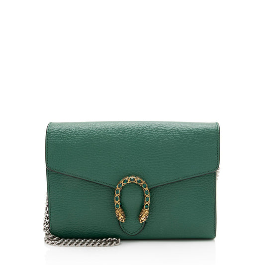 Gucci Leather Crystal Dionysus Chain Wallet