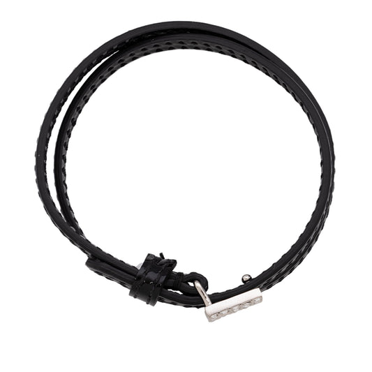Gucci Leather Crystal Square G Wrap Bracelet (SHF-qpkVbj)
