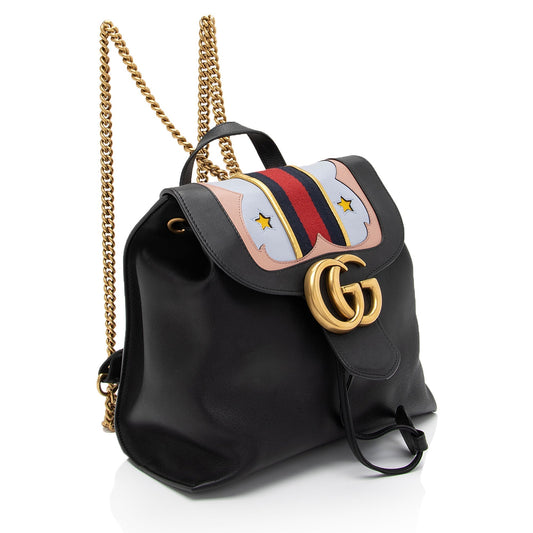 Luxury Gucci Trending 2025 Leather GG Marmont Web Flap Chain Backpack (SHF-PyHHER)