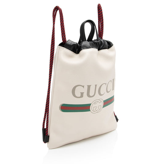 Gucci Leather Logo Drawstring Backpack (SHF-8PDv2U)