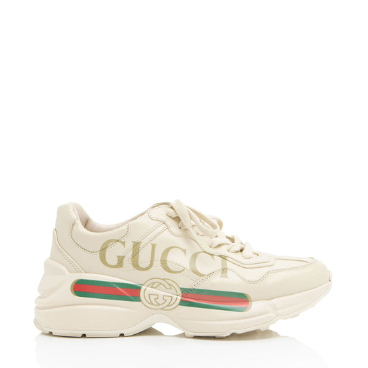 Gucci Leather Logo Rhyton Sneakers - Size 7 / 37
