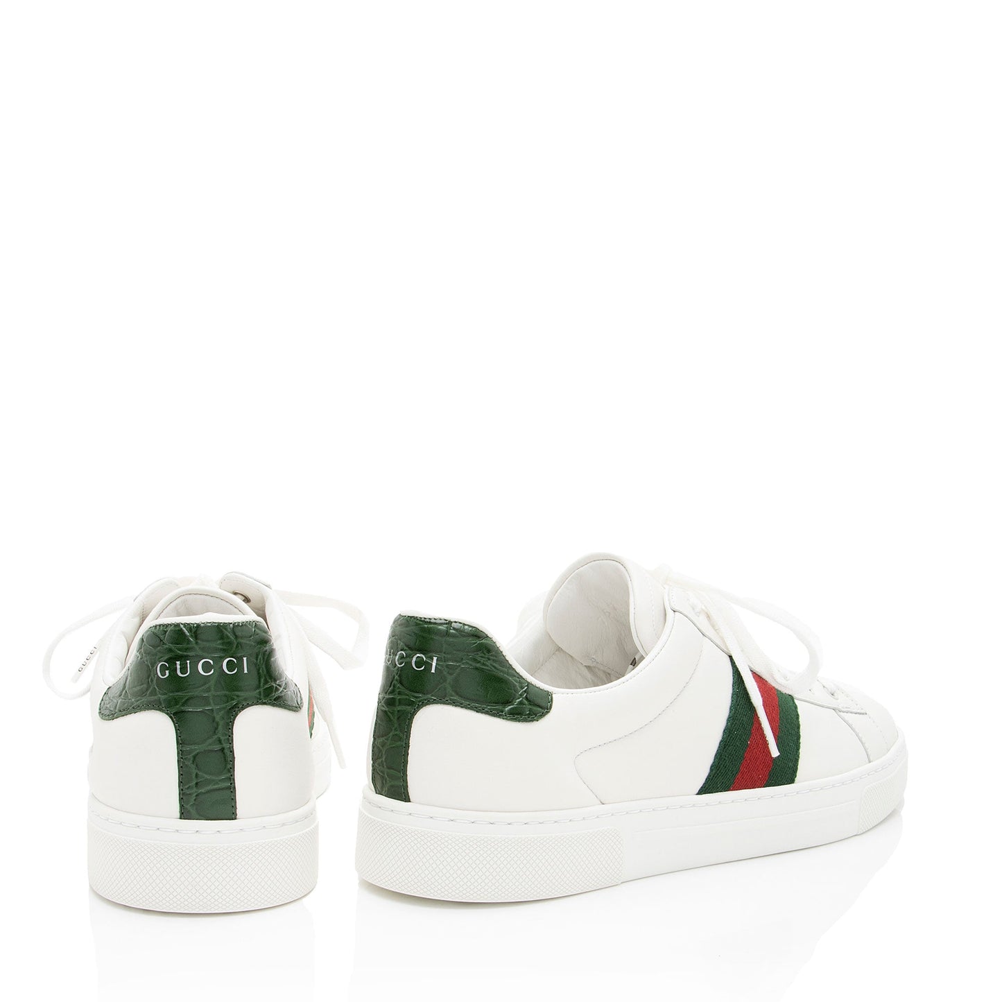 Gucci Leather Web Ace Sneakers - Size 8.5 / 38.5