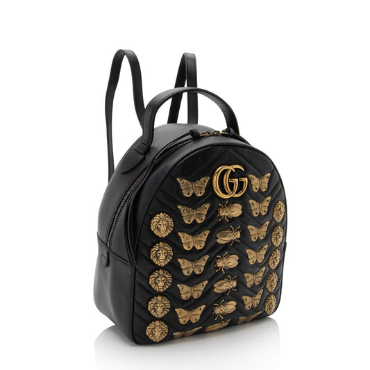 Luxury Gucci Trending 2025 Matelasse Leather GG Marmont Animal Studs Backpack (SHF-1Xptvj)
