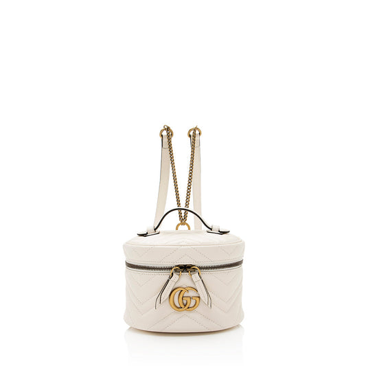 Gucci Matelasse Leather GG Marmont Round Mini Backpack (SHF-19850)