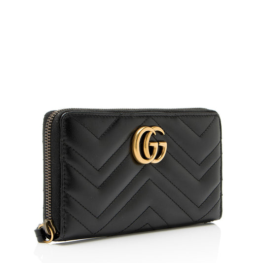 Gucci Matelasse Leather GG Marmont Zip Wallet