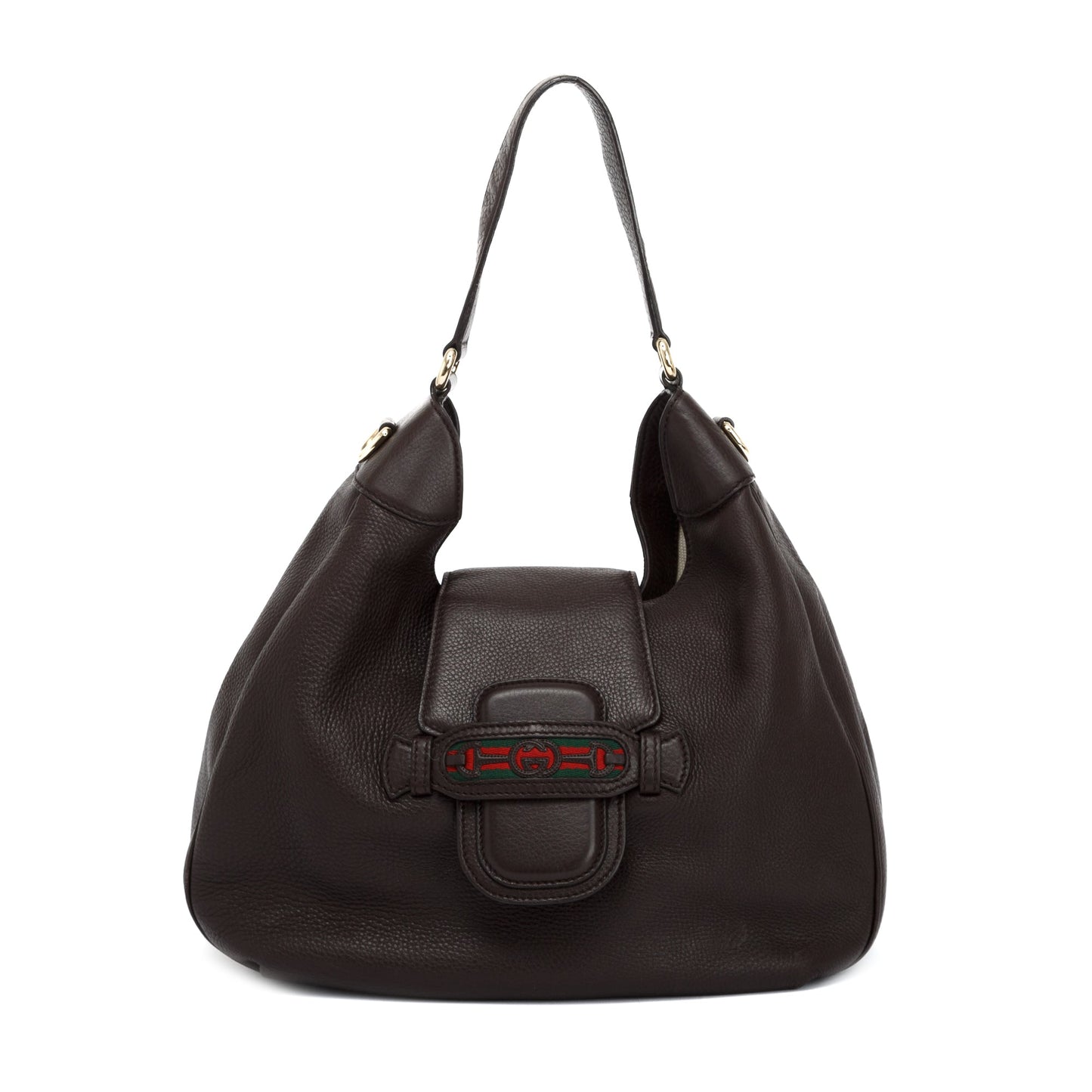 Gucci Medium Brown Leather Dressage Web Hobo Bag