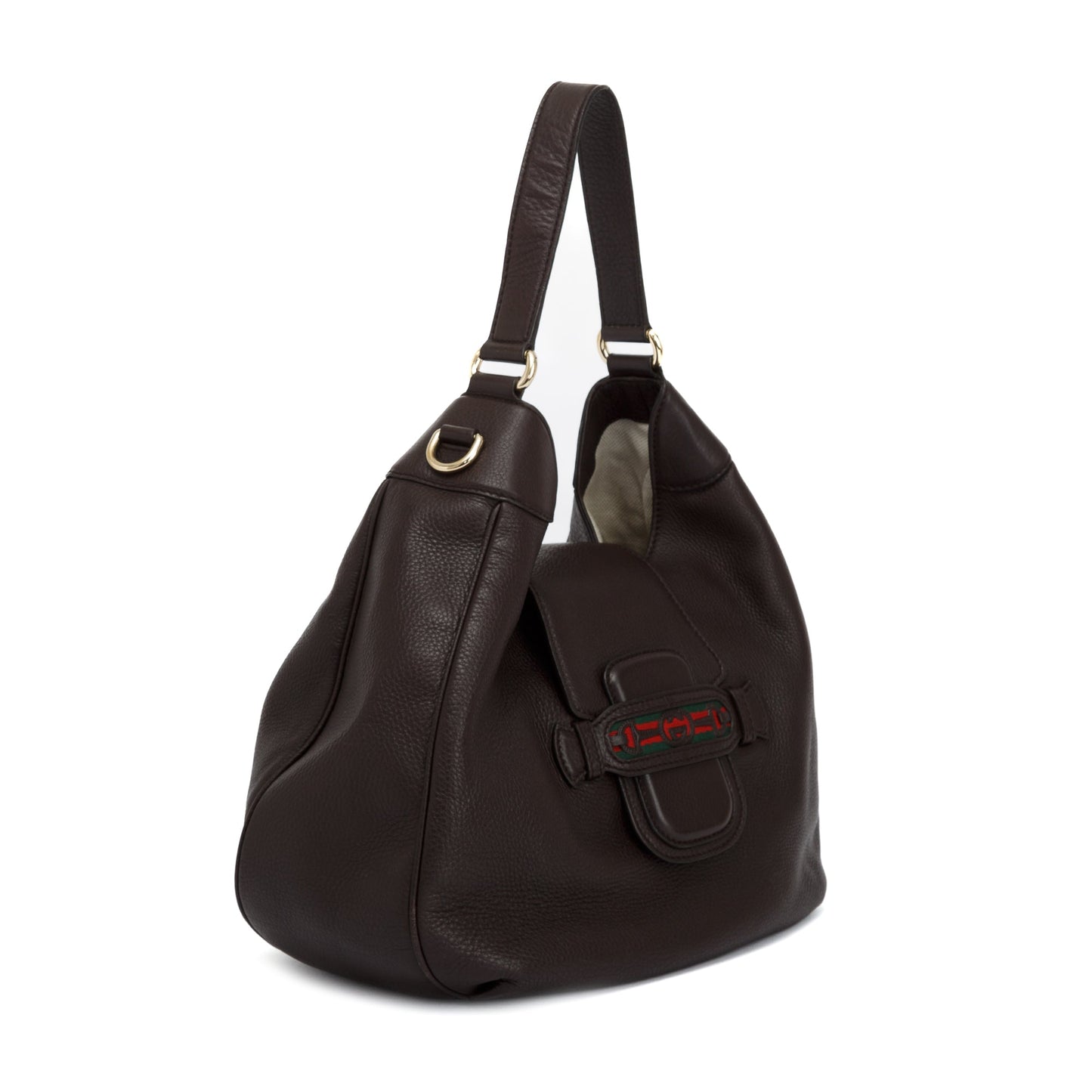 Gucci Medium Brown Leather Dressage Web Hobo Bag