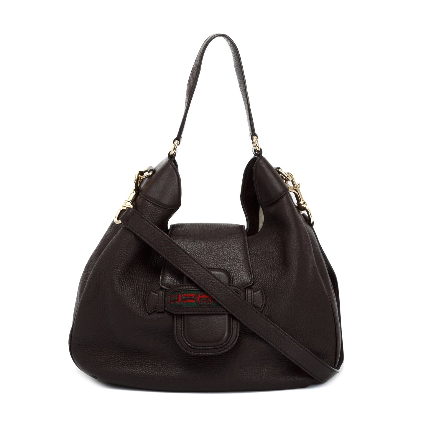 Gucci Medium Brown Leather Dressage Web Hobo Bag
