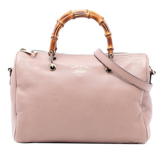 Gucci Medium Calfskin Bamboo Shopper Boston Bag